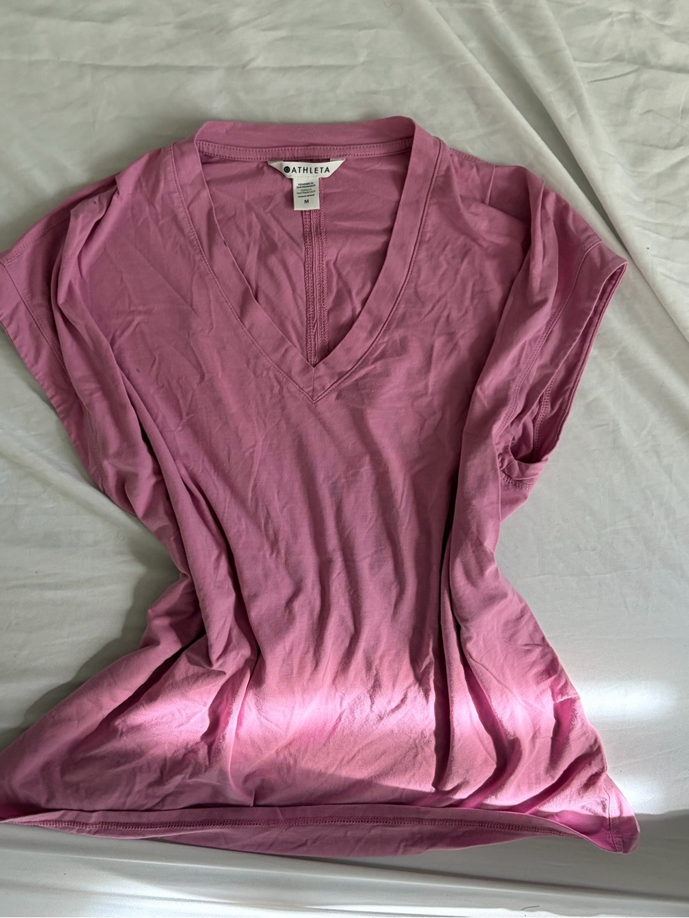 Athleta Dusty Pink V-Neck Short Sleeve Tee
